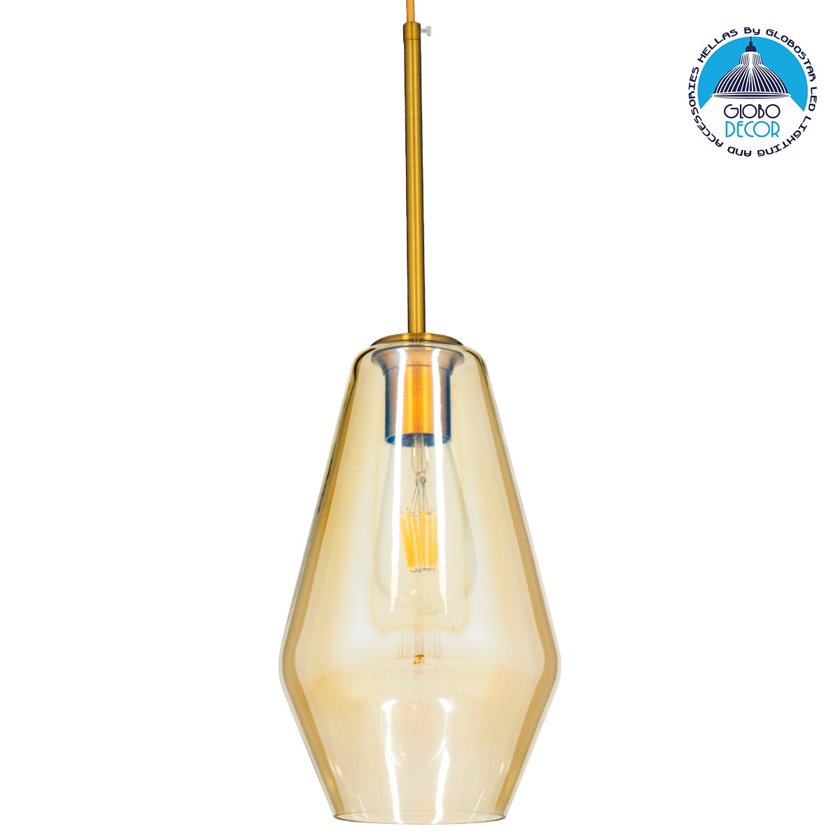 GLOBOSTAR® AMARIS 00871 Μοντέρνο Κρεμαστό Φωτιστικό Οροφής με Ντουί 1 x E27 AC 220-240V IP20 - Χρυσό Πλατίνα & Μελί - Μ17 x Π17 x Υ30cm
