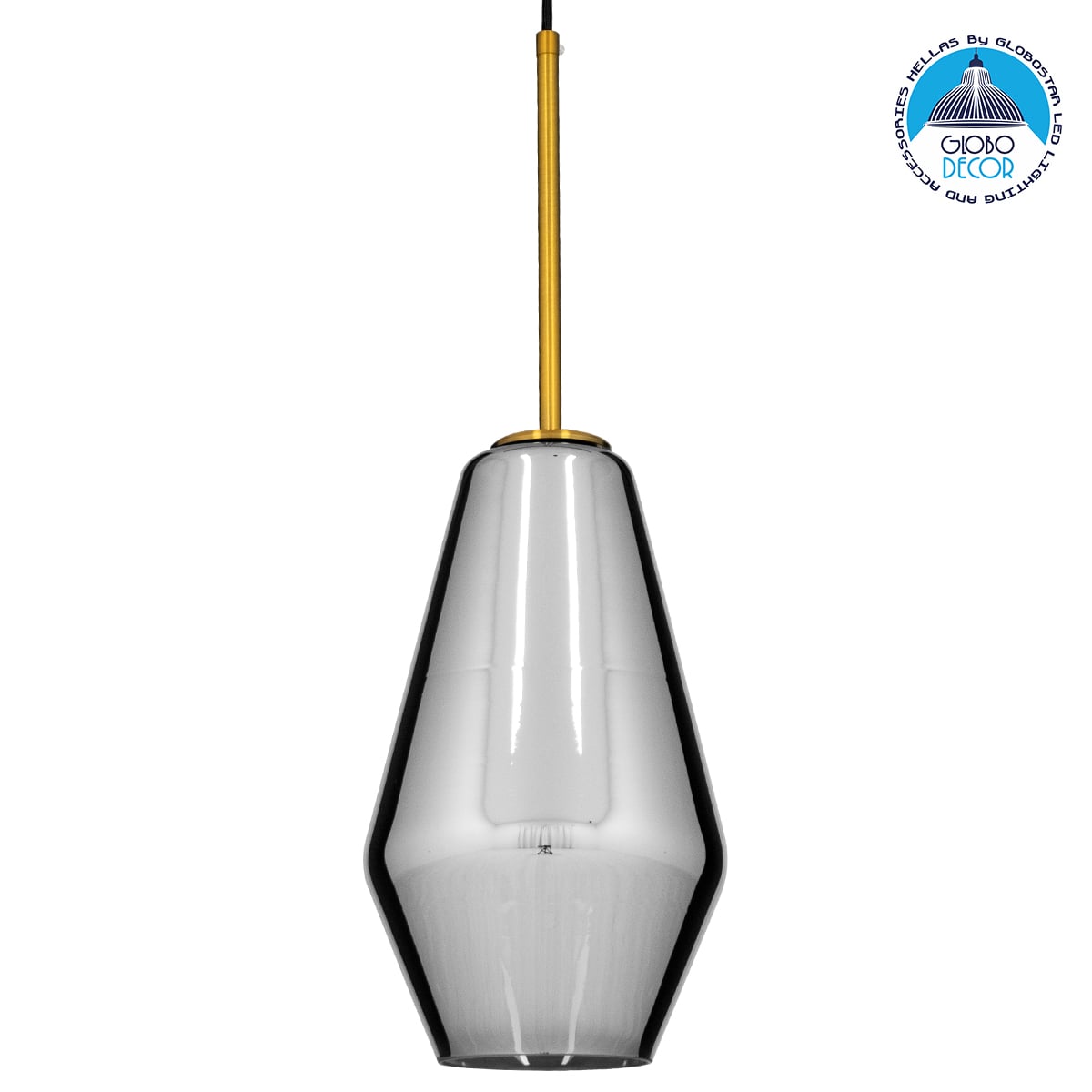 GLOBOSTAR® AMARIS 00874 Μοντέρνο Κρεμαστό Φωτιστικό Οροφής με Ντουί 1 x E27 AC 220-240V IP20 - Χρυσό Πλατίνα & Μαύρο Φιμέ - Μ17 x Π17 x Υ30cm