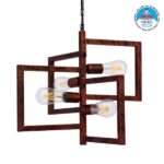 GLOBOSTAR® LOOP 00905 Μοντέρνο Κρεμαστό Φωτιστικό Οροφής με Ντουί 4 x E27 AC 220-240V IP20 - Χάλκινο - Μ52 x Π52 x Υ42cm
