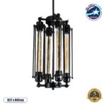 GLOBOSTAR® TUBING 01013 Vintage Κρεμαστό Φωτιστικό Οροφής με Ντουί 4 x E27 AC 220-240V IP20 - Μαύρο - Μ27 x Π27 x Y47cm