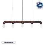 GLOBOSTAR® CANAL 01070 Vintage Κρεμαστό Φωτιστικό Οροφής με Ντουί 5 x E27 AC 220-240V IP20 - Χάλκινο Εφέ Σκουριάς - Μ88 x Π5 x Υ7cm