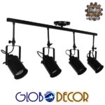 GLOBOSTAR® HOLLYWOOD 01156 Vintage Φωτιστικό Οροφής με Ντουί 4 x E27 AC 220-240V IP20 - Μαύρο - Μ110 x Π13 x Υ38cm