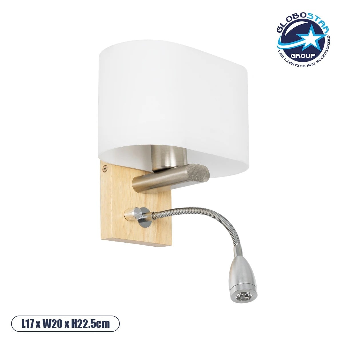 GLOBOSTAR® ELEGANT 01316 Μοντέρνο Φωτιστικό Τοίχου - Απλίκα Ξενοδοχείου Reading Light με Ντουί 1 x E27 LED 3W 360lm 36° AC 220-240V IP20 Θερμό Λευκό 2700K - Bridgelux COB Chip - Λευκό & Μπεζ - Μ15 x Π20 x Υ22.5cm - 2 Χρόνια Εγγύηση