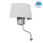 GLOBOSTAR® ELEGANT 01493 Μοντέρνο Φωτιστικό Τοίχου - Απλίκα Ξενοδοχείου Reading Light με Ντουί 1 x E27 LED 3W 360lm 36° AC 220-240V IP20 Θερμό Λευκό 2700K - Bridgelux COB Chip - Ασημί & Λευκό - Μ26.5 x Π15 x Υ43cm - 2 Χρόνια Εγγύηση