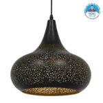 GLOBOSTAR® JANIS 01590 Μοντέρνο Κρεμαστό Φωτιστικό Οροφής με Ντουί 1 x E27 AC 220-240V IP20 - Μαύρο & Χρυσό - Μ30 x Π30 x Υ30cm