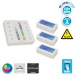 Ασύρματος LED RGB Controller με Χειριστήριο Τοίχου Αφής 2.4G RF 12v (432w) - 24v (864w) DC για Τρία Group GloboStar 04053