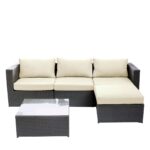 Σετ Σαλόνι Κήπου ArteLibre HAITI Σκούρο Γκρι Μέταλλο/Rattan 3θ. Καναπές+Τραπεζάκι+Υποπόδιο