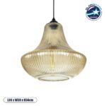 GLOBOSTAR® VERRE 206-0022 Μοντέρνο Κρεμαστό Φωτιστικό Οροφής με Ντουί 1 x E27 AC 220-240V IP20 - Mελί - Μ38 x Π38 x Υ34cm