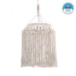 GLOBOSTAR® ALGERIA 36202 Boho Κρεμαστό Φωτιστικό Οροφής με Ντουί 1 x E27 AC 220-240V IP20 - Μπεζ - Μ40 x Π40 x Υ50cm