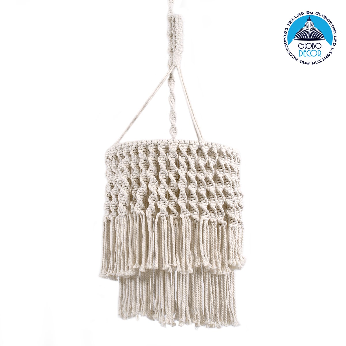 GLOBOSTAR® ALGERIA 36204 Boho Κρεμαστό Φωτιστικό Οροφής με Ντουί 1 x E27 AC 220-240V IP20 - Μπεζ - Μ30 x Π30 x Υ40cm