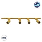 GLOBOSTAR® LEO 60360 Μοντέρνο Φωτιστικό Οροφής με Ντουί 4 x GU10 AC 220-240V IP20 - Χρυσό Πλατίνα - Μ100 x Π6 x Υ20cm