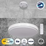 GLOBOSTAR® CASPER 61018 Μοντέρνο Κρεμαστό Φωτιστικό Οροφής LED 76W 8372lm 120° AC 220-240V IP20 Ρυθμιζόμενο Λευκό CCT με Χειριστήριο από 2700K έως 6000K Dimmable - Lumileds SMD Chip - Λευκό Ματ - Μ45 x Π45 x Υ5.5cm - 3 Χρόνια Εγγύηση