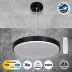 GLOBOSTAR® CASPER 61019 Μοντέρνο Κρεμαστό Φωτιστικό Οροφής LED 76W 8372lm 120° AC 220-240V IP20 Ρυθμιζόμενο Λευκό CCT με Χειριστήριο από 2700K έως 6000K Dimmable - Lumileds SMD Chip - Μαυρό Ματ - Μ45 x Π45 x Υ5.5cm - 3 Χρόνια Εγγύηση
