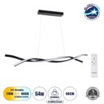 GLOBOSTAR® MORALES 61275 Μοντέρνο Κρεμαστό Φωτιστικό Οροφής LED 54W 6048lm 300° AC 220-240V IP20 Ρυθμιζόμενο Λευκό CCT με Χειριστήριο από 2700K έως 6000K Dimmable - Lumileds SMD Chip - Μαύρο Ματ - Μ90 x Π14 x Υ14cm - 3 Χρόνια Εγγύηση