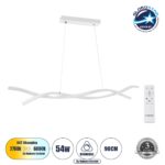 GLOBOSTAR® MORALES 61276 Μοντέρνο Κρεμαστό Φωτιστικό Οροφής LED 54W 6048lm 300° AC 220-240V IP20 Ρυθμιζόμενο Λευκό CCT με Χειριστήριο από 2700K έως 6000K Dimmable - Lumileds SMD Chip - Λευκό Ματ - Μ90 x Π14 x Υ14cm - 3 Χρόνια Εγγύηση