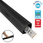 GLOBOSTAR® ALP-CORNER LINEO 70816-3M Επιφανειακό Γωνιακό Προφίλ Αλουμινίου με Μαύρο Φιμέ Πατητό Κάλυμμα για Ταινίες LED IP20 - Μαύρο - Μ300 x Π1.6 x Υ1.6cm - Πακέτο 5 Τεμαχίων