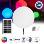 GLOBOSTAR® GARDENGLOW 71475 Μοντέρνο Φωτιστικό Κήπου Μπάλα με IR Ασύρματο Χειριστήριο LED 5W 400lm 360° DC 5V με USB-C με Ενσωματωμένο Φωτοβολταϊκό Panel 6V 1.5W & Επαναφορτιζόμενη Μπαταρία Li-ion 3.7V 3x18650 1800mAh Αδιάβροχο IP54 Πολύχρωμο RGBW Dimmable - Sanan SMD Chip - Γαλακτερό Λευκό - Μ35 x Π35 x Υ35cm - 2 Χρόνια Εγγύηση