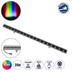 GLOBOSTAR® WASHERFAIA 90189 Μπάρα Φωτισμού Wall Washer με Αντιθαμβωτική Γρίλια LED 24W 2040lm 15° DC 24V Αδιάβροχο IP65 Πολύχρωμο RGBW Dimmable DMX512 - Bridgelux SMD Chip - Γκρι Ανθρακί - Μ100 x Π4 x Υ5.5cm - 3 Χρόνια Εγγύηση