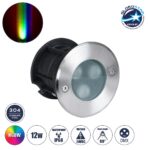 GloboStar® UNDERWATER-GUNE 90406 Υποβρύχιο Χωνευτό Φωτιστικό Σποτ Ειδικό για Σιντριβάνια LED 12W 1020lm 60° DC 24V Αδιάβροχο IP68 Φ10 x Υ7.5cm RGBW DMX512 - Ανοξείδωτο Ατσάλι - 3 Years Warranty