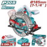 TOTAL ΣΕΤ ΕΠΑΓΓ. ΔΙΣΚΟΠΡΙΟΝΟ ΜΠΑΤ. Φ-185mm Li-ion 20V / 5Ah / 1 ΜΠΑΤ BL Motor (TSLI18513E)
