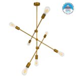 GLOBOSTAR® ESTHER 00993 Μοντέρνο Κρεμαστό Φωτιστικό Οροφής με Ντουί 7 x E27 AC 220-240V IP20 - Χρυσό - Μ75 x Π75 x Υ88cm