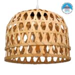 GLOBOSTAR® MANGEA 01634 Boho Κρεμαστό Φωτιστικό Οροφής με Ντουί 1 x E27 AC 220-240V IP20 - Μπεζ - Μ32 x Π32 x Υ30cm
