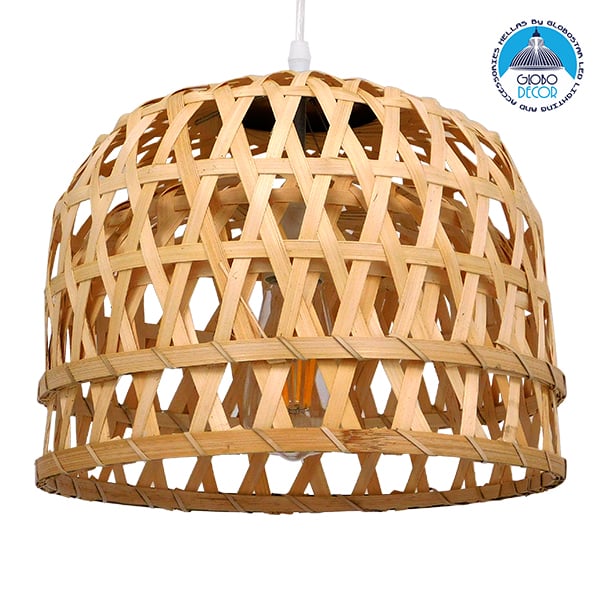 GLOBOSTAR® MANGEA 01634 Boho Κρεμαστό Φωτιστικό Οροφής με Ντουί 1 x E27 AC 220-240V IP20 - Μπεζ - Μ32 x Π32 x Υ30cm