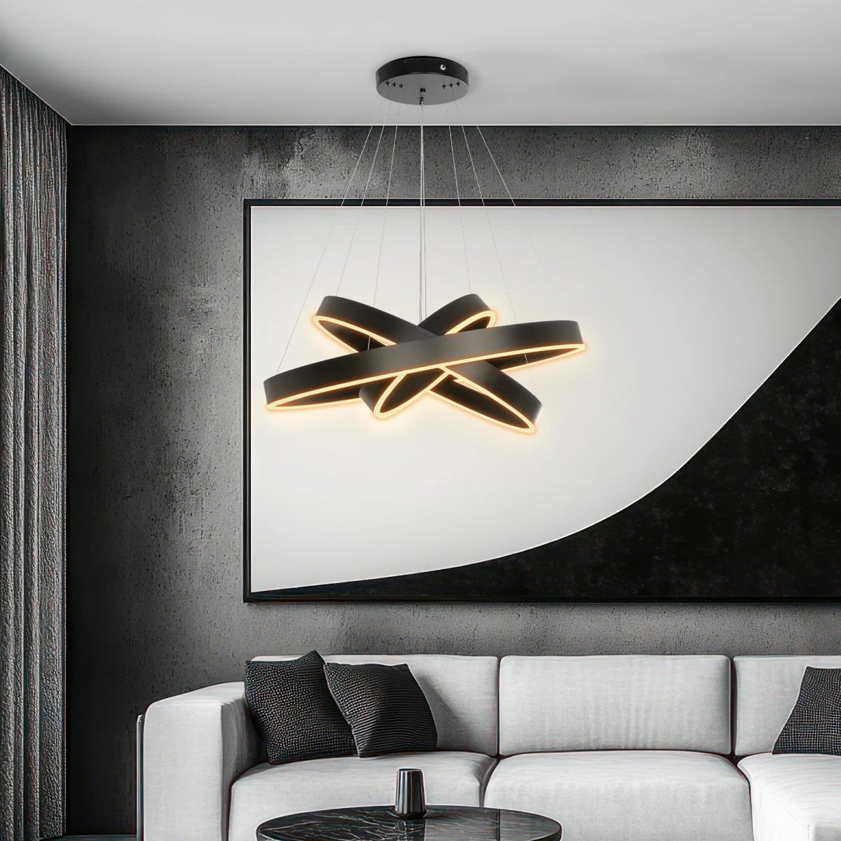 kelvo® VENOM KLV-101-0199-V2 Κρεμαστό Φωτιστικό Οροφής LED 120W 12000lm 120° AC 220-240V IP20 Ρυθμιζόμενο Λευκό CCT με Χειριστήριο από 2700K έως 6000K Dimmable - Lumileds SMD Chip - Μαύρο Ματ - Μ80 x Π80 x Υ80cm - 3 Χρόνια Εγγύηση
