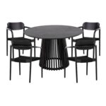 ΣΕΤ ΤΡΑΠΕΖΑΡΙΑΣ 5ΤΜΧ OSLO HM21075.01 ΣΤΡΟΓΓΥΛΟ ΤΡΑΠΕΖΙ Φ120εκ. & 4 ΚΑΡΕΚΛΕΣ-ΜΑΥΡΟ