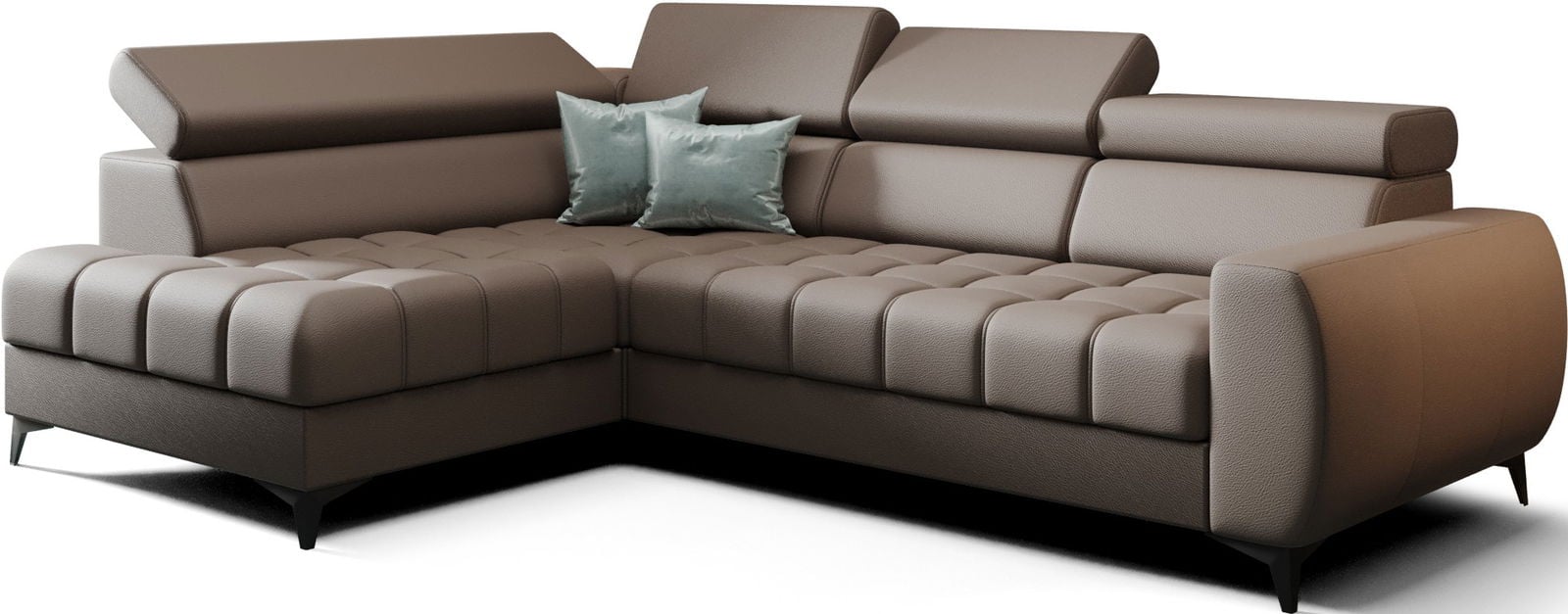 Γωνιακός καναπές Calyra Mini Lthr-Καφέ-Αριστερή