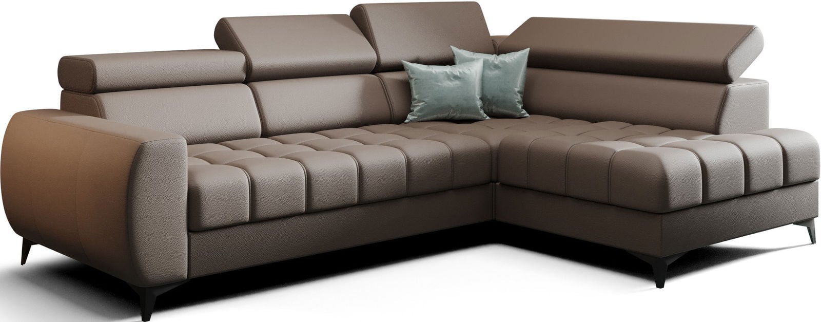 Γωνιακός καναπές Calyra Mini Lthr-Καφέ-Δεξιά