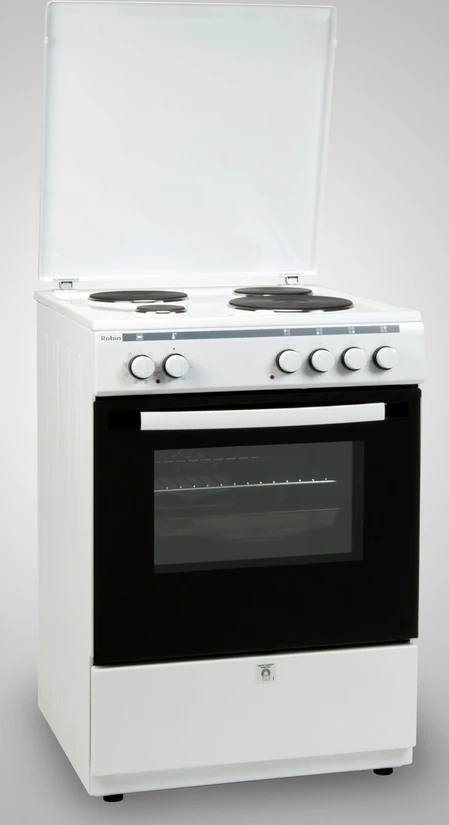 Robin B-64 White Κουζίνα Ηλεκτρική 65lt με Εμαγιέ Εστίες 60cm