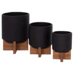 ΣΕΤ 3 ΓΛΑΣΤΡΕΣ ΜΕ TEAK ΒΑΣΕΙΣ TANTI HM4685.01 FIBER CEMENT ΣΕ ΜΑΥΡΟ ΧΡΩΜΑ