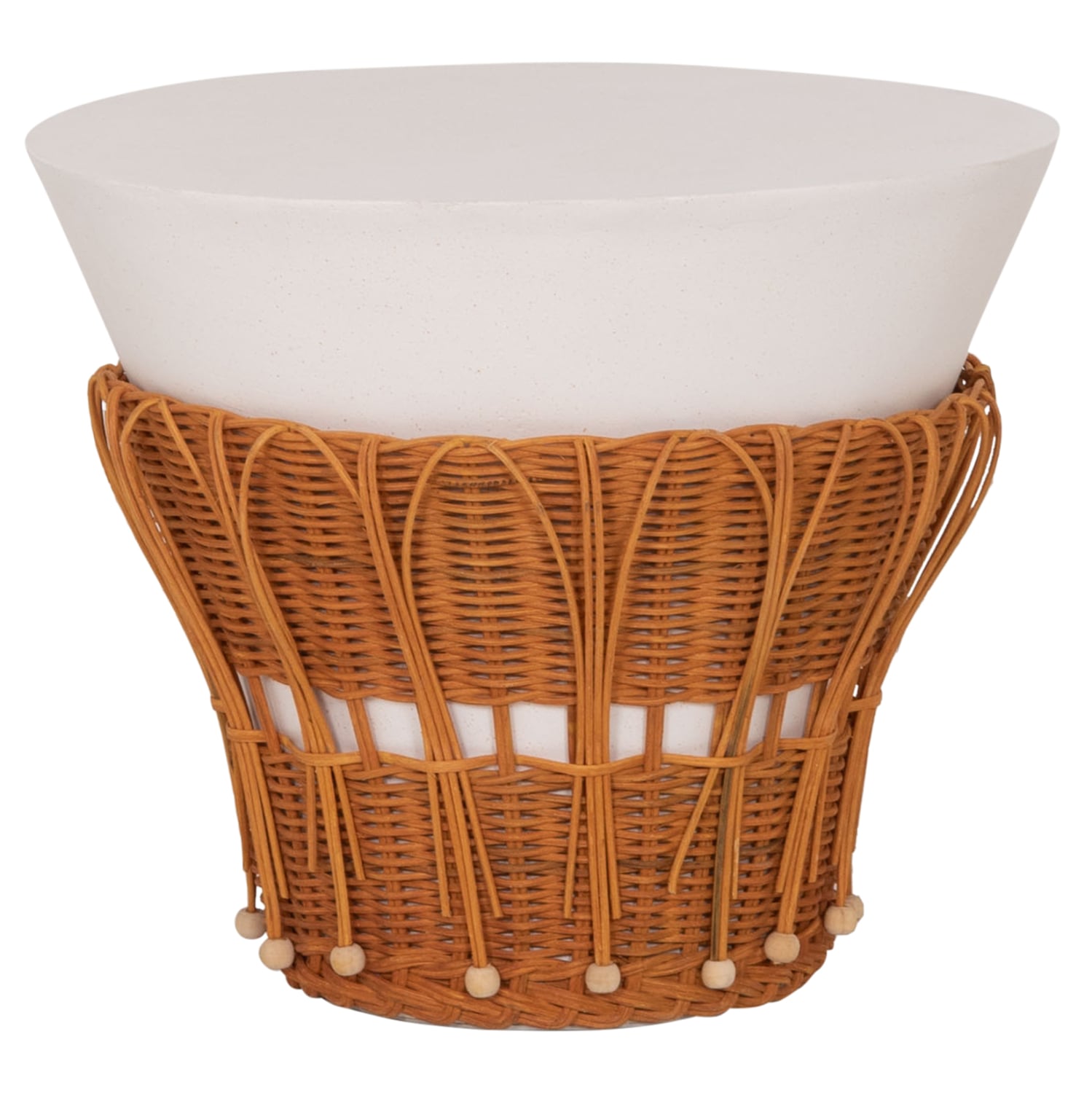 ΤΡΑΠΕΖΙ ΒΟΗΘΗΤΙΚΟ FB918164.02S FIBER CEMENT ΛΕΥΚΟ-ΦΥΣΙΚΟ RATTAN--Φ42x36Υεκ