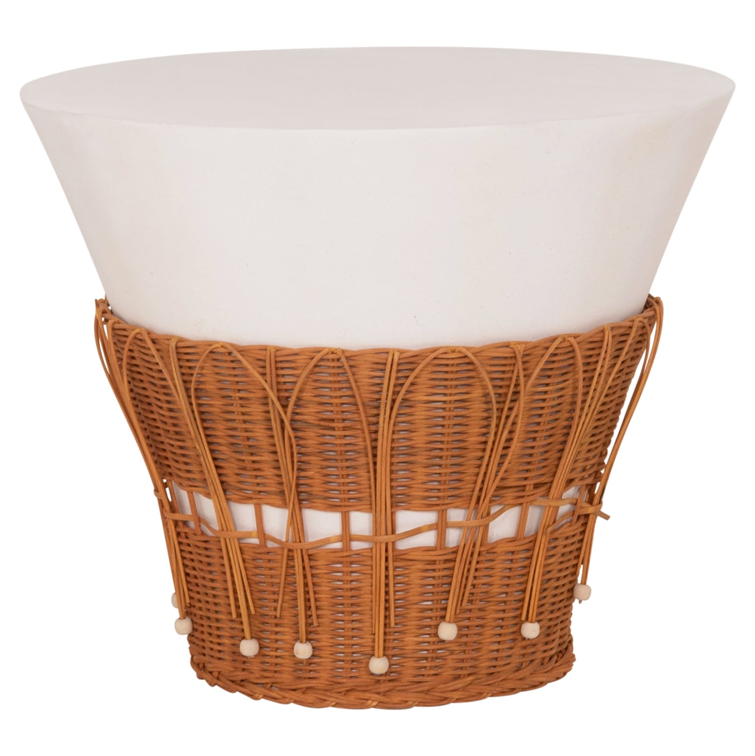 ΤΡΑΠΕΖΙ ΣΑΛΟΝΙΟΥ FB918164.02L FIBER CEMENT ΛΕΥΚΟ-ΦΥΣΙΚΟ RATTAN--Φ55x45Υεκ