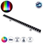 GLOBOSTAR® WASHERMOZA 90163 Μπάρα Φωτισμού Wall Washer LED 48W 4080lm 10-30° DC 24V Αδιάβροχο IP66 Πολύχρωμο RGB Dimmable DMX512 - Bridgelux SMD Chip - Γκρι Ανθρακί - Μ100 x Π8.5 x Υ4cm - 3 Χρόνια Εγγύηση