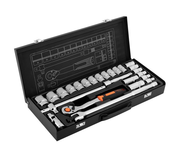 NEO TOOLS Καστάνια με καρυδάκια 1/2" σετ 25τεμ 10-036