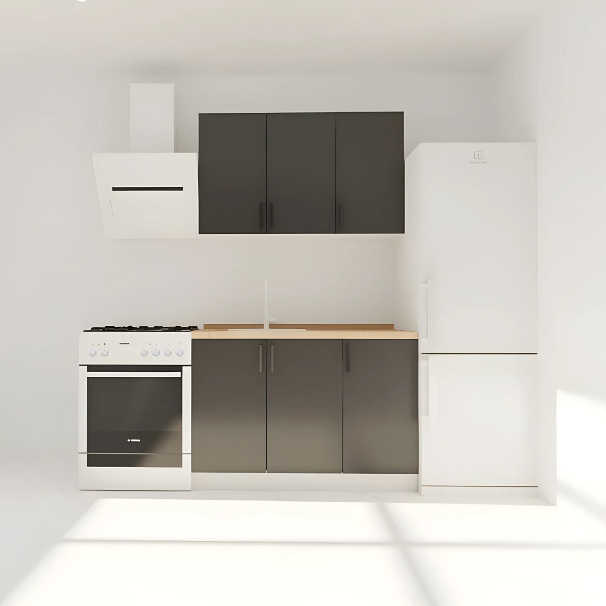 Κουζίνα Modest Σετ 4 Κουτιών Ανθρακί Άνω Κουτιά 120cm Κάτω 120cm
