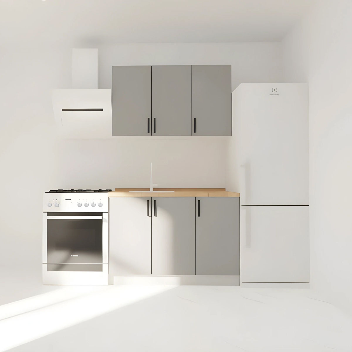 Κουζίνα Modest Σετ 4 Κουτιών Γκρι Άνω Κουτιά 120cm Κάτω 120cm