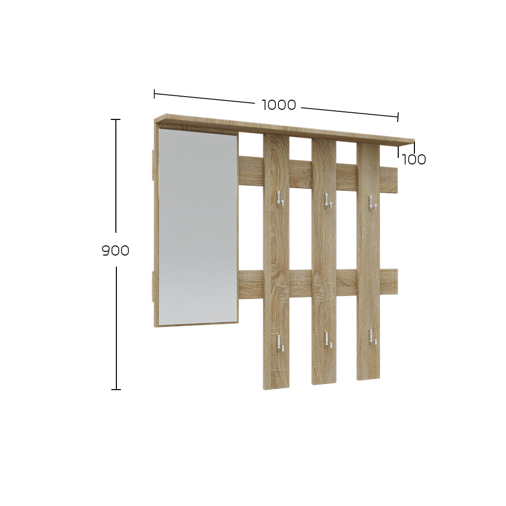 Κρεμάστρα Reno με Καθρέπτη Σονόμα 100x10x90cm - Image 2