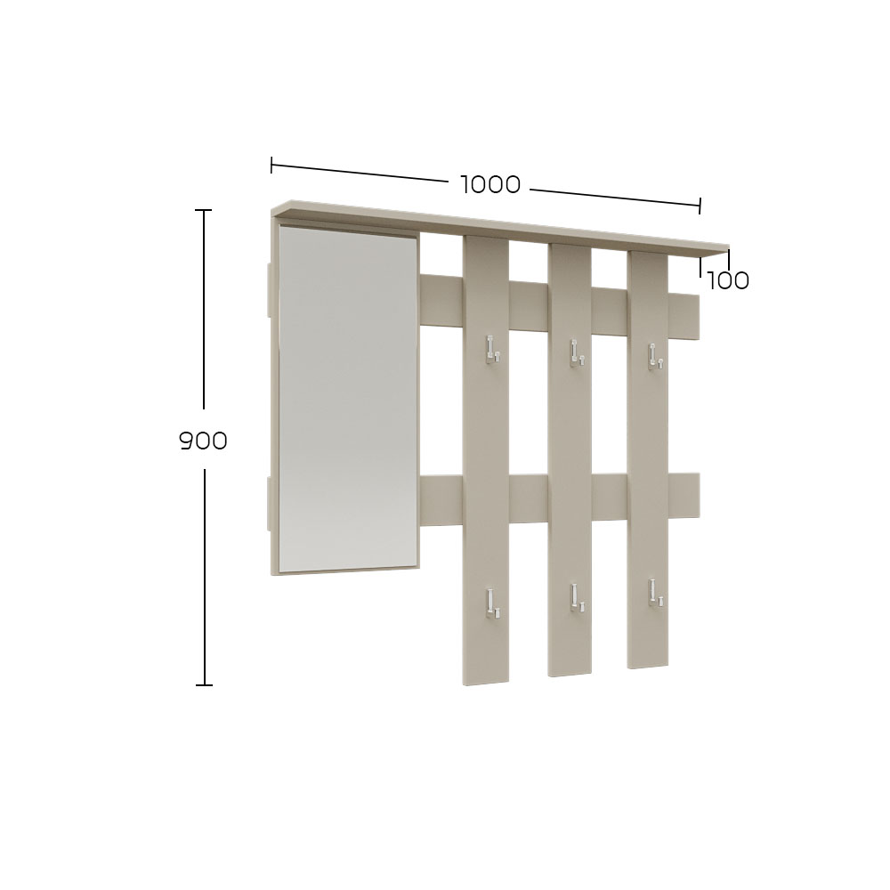 Κρεμάστρα Reno με Καθρέπτη Cashmere 100x10x90cm - Image 2