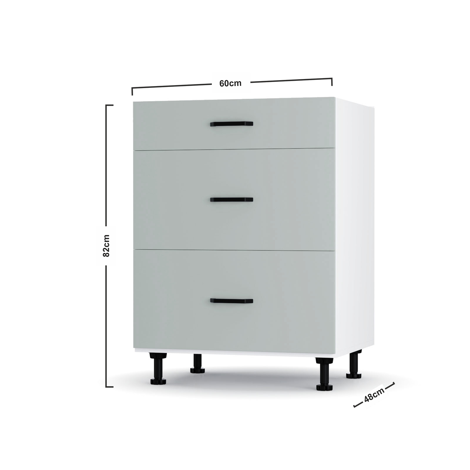Modest Κάτω Ντουλάπι Συρταριέρα Γκρι 60x48x82εκ - Image 3