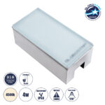 GLOBOSTAR® CYBOLITHOS 60950 Χωνευτό Αρχιτεκτονικο Φωτιστικό Σποτ Δαπέδου LED 4W 460lm 120° DC 24V Αδιάβροχο IP68 IK06 Φυσικό Λευκό 4500K Dimmable - Bridgelux SMD Chip - Γαλακτερό Tempered Glass & Ανοξείδωτο Ατσάλι SS316 - Μ20 x Π10x Υ8cm / Q20 x 10cm - 3 Χρόνια Εγγύηση