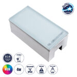 GLOBOSTAR® CYBOLITHOS 60953 Χωνευτό Αρχιτεκτονικο Φωτιστικό Σποτ Δαπέδου LED 4W 340lm 120° DC 24V Αδιάβροχο IP68 IK06 Πολύχρωμο RGB Dimmable - Bridgelux SMD Chip - Γαλακτερό Tempered Glass & Ανοξείδωτο Ατσάλι SS316 - Μ20 x Π10x Υ8cm / Q20 x 10cm - 3 Χρόνια Εγγύηση