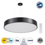 GLOBOSTAR® BURTON 61202 Μοντέρνο Κρεμαστό Φωτιστικό Οροφής LED 75W 8625lm 120° AC 220-240V IP20 Ρυθμιζόμενο Λευκό CCT με Χειριστήριο από 2700K έως 6000K Dimmable - Lumileds SMD Chip - Μαύρο Ματ - Μ60 x Π60 x Υ8cm - 3 Χρόνια Εγγύηση