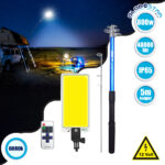 GloboStar® 85821 Τηλεσκοπικό Καλάμι Ψαρέματος 5m με Πάνελ Φωτισμού 800W 48000lm DC 12V Αδιάβροχο IP65 Ψυχρό Λευκό 6000K