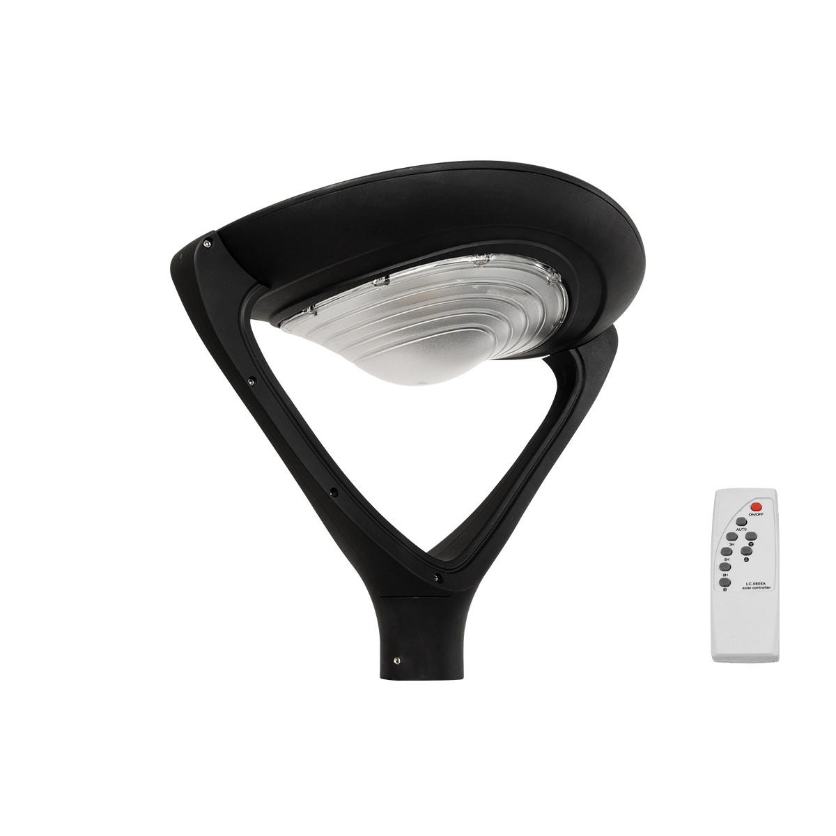 GLOBOSTAR® SQUARE 90507 Φωτιστικό Στύλου/Κολώνας Πλατείας/Πάρκου/Κήπου με Ασύρματο Χειριστήριο LED 20W 800lm 120° Ενσωματωμένο Φωτοβολταϊκό Panel 6V 20W & Επαναφορτιζόμενη Μπαταρία Li-ion 3.2V 20000mAh με Αισθητήρα Κίνησης-Ημέρας-Νύχτας Αδιάβροχο IP65 Θερμό Λευκό 2700K - Μαύρο- Μ60 x Π47 x Υ48cm - 2 Χρόνια Εγγύηση