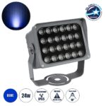 GLOBOSTAR® FLOODXENA 90131 Προβολέας Σποτ Wall Washer LED 24W 2040lm 10° AC 220-240V Αδιάβροχο IP65 Μπλε - Bridgelux SMD Chip - Γκρι Ανθρακί - Μ18 x Π13.5 x Υ18cm - 3 Χρόνια Εγγύηση