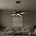 kelvo® NEMESIS KLV-101-0220-V2 Κρεμαστό Φωτιστικό Οροφής LED 120W 12000lm 180° AC 220-240V IP20 Ρυθμιζόμενο Λευκό CCT με Χειριστήριο από 2700K έως 6000K Dimmable - Lumileds SMD Chip - Μαύρο Ματ - Μ80 x Π80 x Υ80cm - 3 Χρόνια Εγγύηση