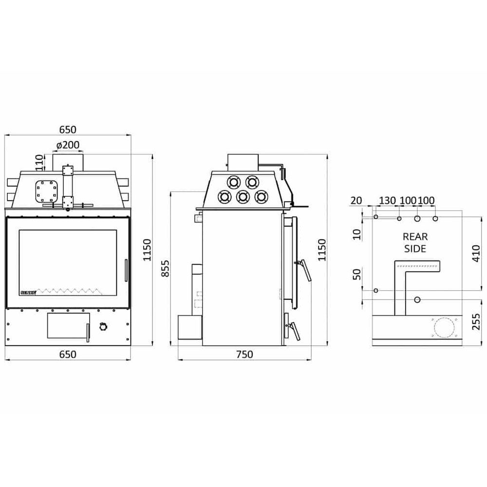 Senko Central C25 kW Ενεργειακό Τζάκι Ξύλου Καλοριφέρ - Image 2